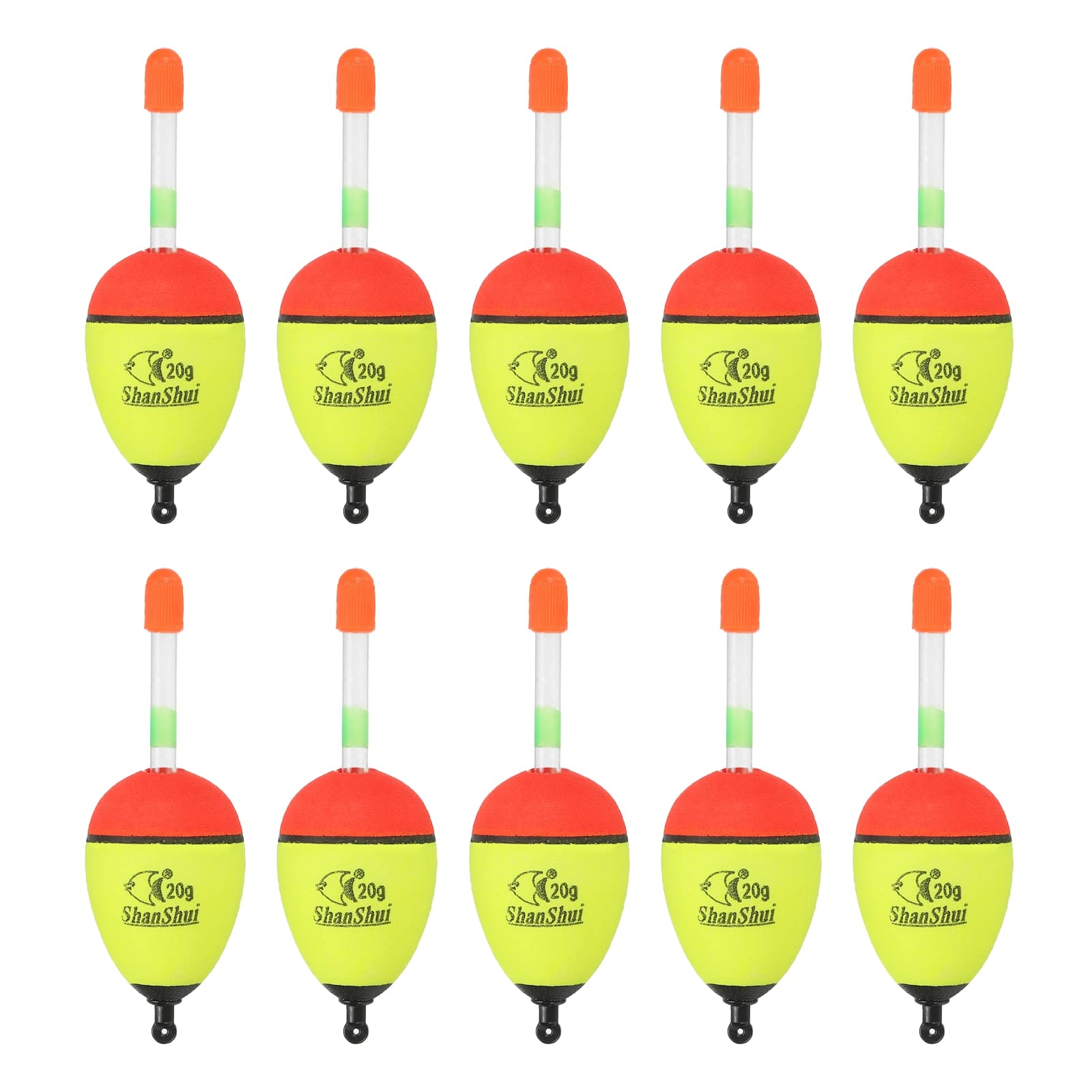 PATIKIL 0.7oz Fishing Bobbers, 10 Pack EVA Fishing Float for Saltwater Freshwater Fishing, Yellow