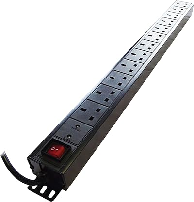 Eagle 12-Way UK Vertical PDU Surge Protection 19 Inch Rack Mount 2m Lead