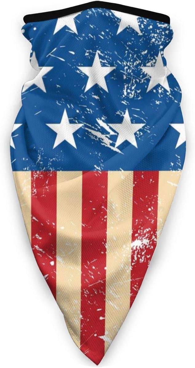 Cute Face Mask with Replaceable Filters Activated Carbon Mask for Gardening Climbing, Daily Use Washable Reusable Allergens Air Filter Mask, Retro USA Flag - M