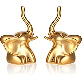 YoehMongYo 2 Pcs Gold Elephant Decor, Elephant Statue Home Decor, Modern Style Figurines for Home Decor Accents, Living Room Shelves, Desk Decoration and Giving Gifts
