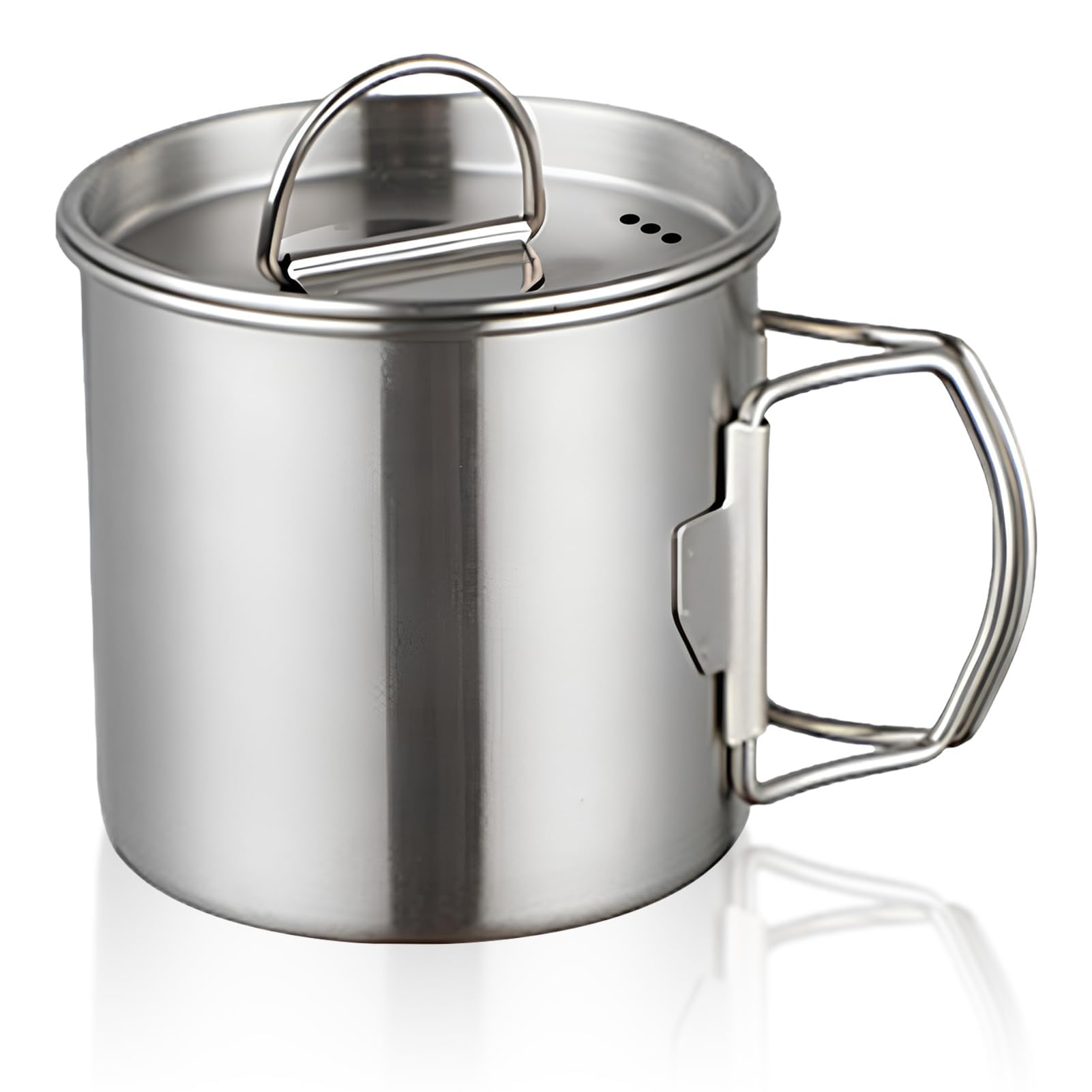 HERCHR 350/500ML Stainless Steel Camping Cup, Camping Water Kettle with Foldable Handles and Lid Hatterproof Insulated Campfire Water Coffee Mug for Backpacking Hiking Travel and Daily Use (350ML)