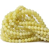 CHEAVIAN 60PCS 6mm Natural Yellow Lemon Jade Gemstone Round Loose Beads for Jewelry Making DIY Findings 1 Strand 15"