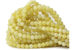 CHEAVIAN 60PCS 6mm Natural Yellow Lemon Jade Gemstone Round Loose Beads for Jewelry Making DIY Findings 1 Strand 15"
