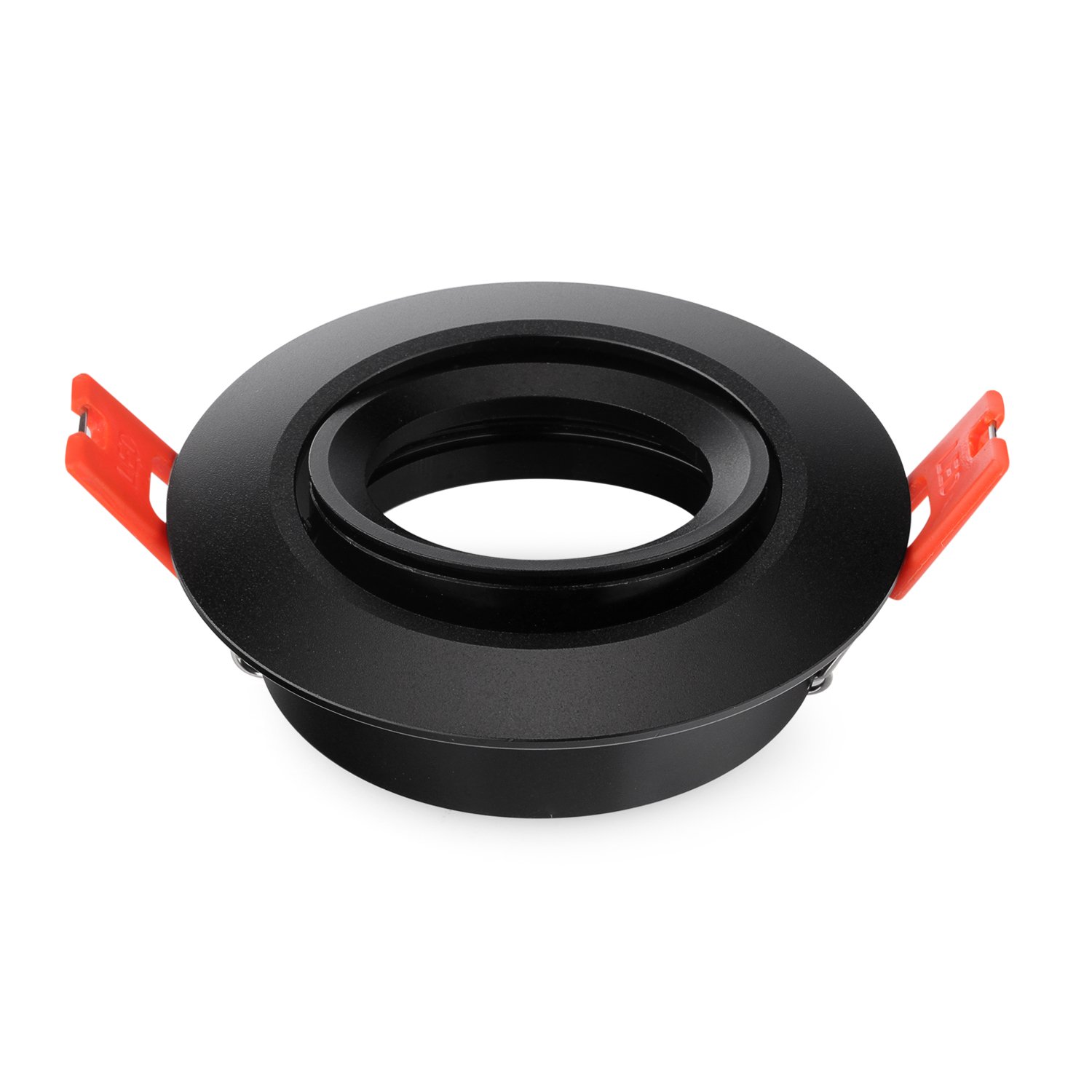 Photo 1 of 3 Inch Round Led Recessed Lighting Trims,Dimmable Spotlight Downlight Holder, for GU5.3/MR16/GU10 bulbs, Retrofit Eyeball Light Fixture Frame with MR16 sockets, 70mm Cutout, Pack of 2 (Black)