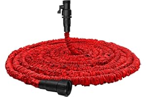 SPUAE Expandable Garden Hose, Water Hose, Flexible Expandable Garden Hose with 3/4" Fittings, Triple-layer Core, Flexi Expanding Hose useful house gifts for Outdoor Lawn Car Watering Plants Red (75T)
