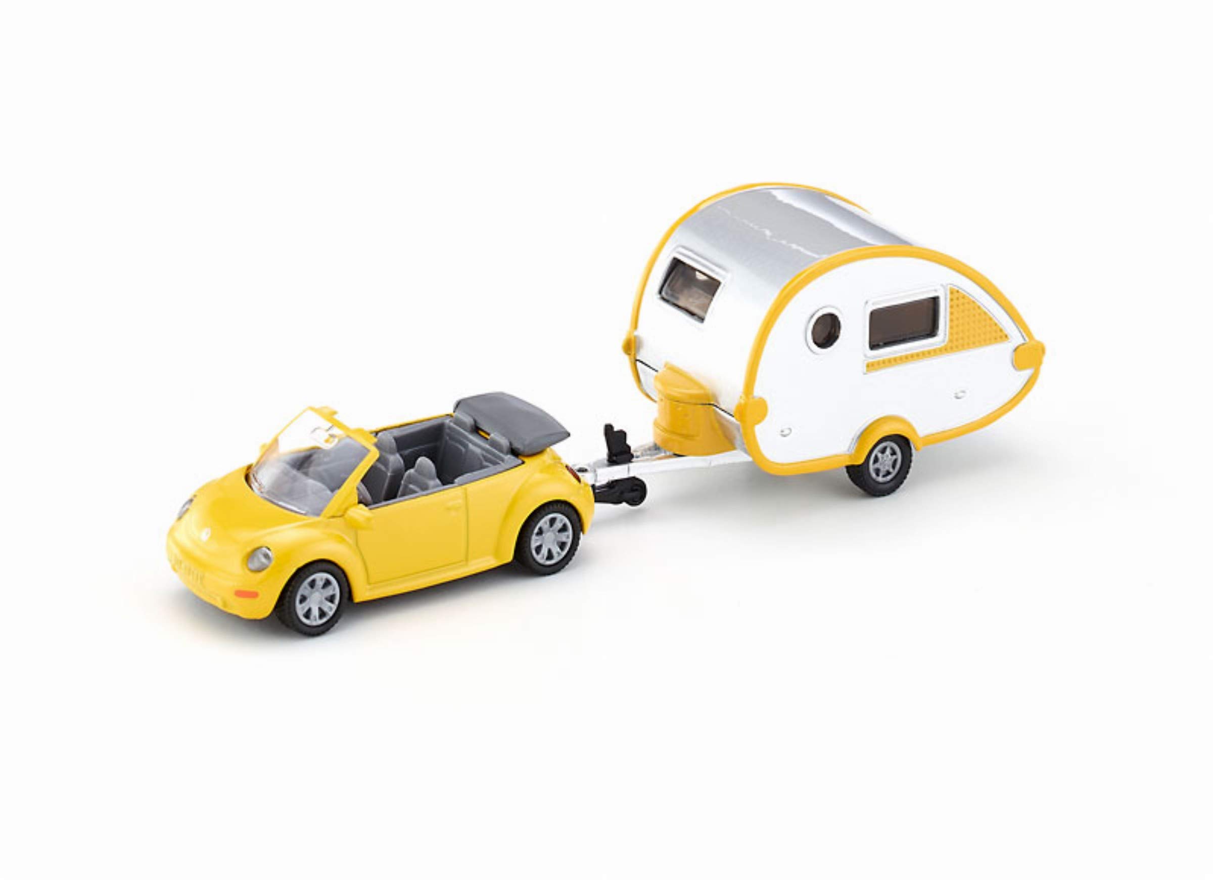 siku 1629, Car with Trailer Caravan, Metal,Plastic, Yellow,Silver, Detachable caravan — image 1