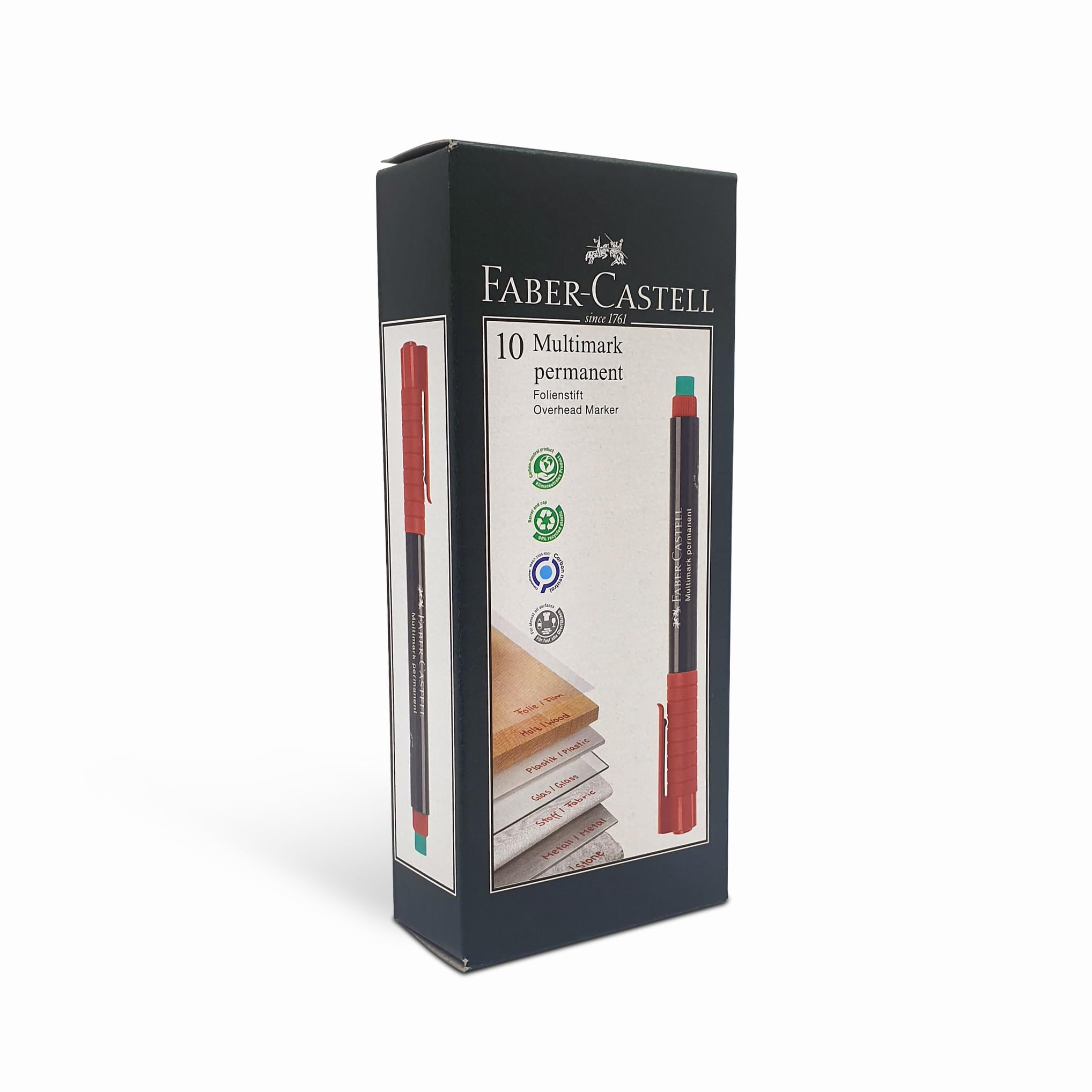 Faber-Castell OHP-CD Stifte Permanent Marker (Black, Red), Pack of 10