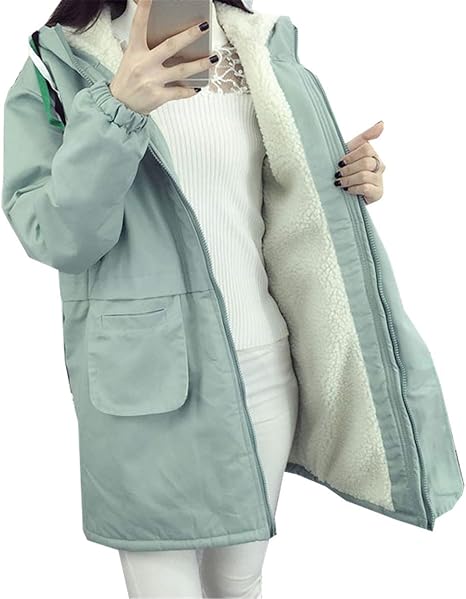 Amazon イダク レディース 裏ボア フード付き ジャケット ロング ミリタリーコート 長袖 秋冬 厚手 トップス 大きいサイズ 中綿コート コート ジャケット 通販