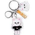 Feenmai Cartoon Keychain for Kids, Stray Kids Keychain Cute Animal Pendant, Acrylic Double Sided Pattern SKZ Backpack Pendant