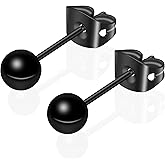 Titanium Flat Dot and Ball Stud Earrings Hypoallergenic for Women Men Rose Gold/Gold/Silver/Black Round Disc Earrings 3mm-6mm Options for Sensitive Ear(2pcs)