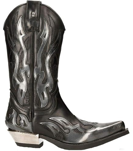 Amazon.com | New Rock 591-S1 Red Flame Metal Black Leather Heavy