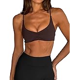 LASLULU Womens Sports Bra Sexy Spaghetti Strap Backless Bra Workout Gym Yoga Bras Tops Padded Sport Bras