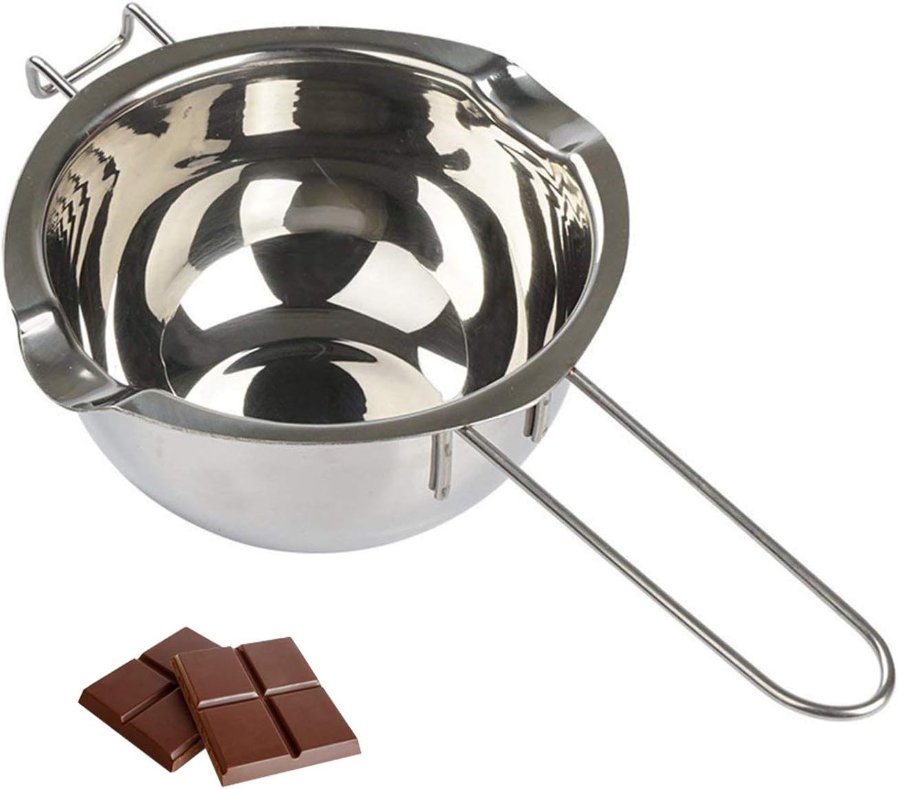 SAVORLIVING Melting Pot Stainless Steel Double Boiler Pot with Double Spouts Flat Bottom Sauce Container Bowl to Melt Chocolate, Cheese, Butter, Caramel