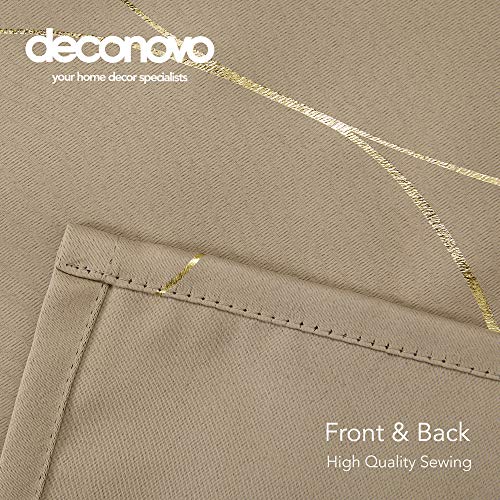 Deconovo Blackout Curtains 84 Inches Long Gold Wave Foil Print