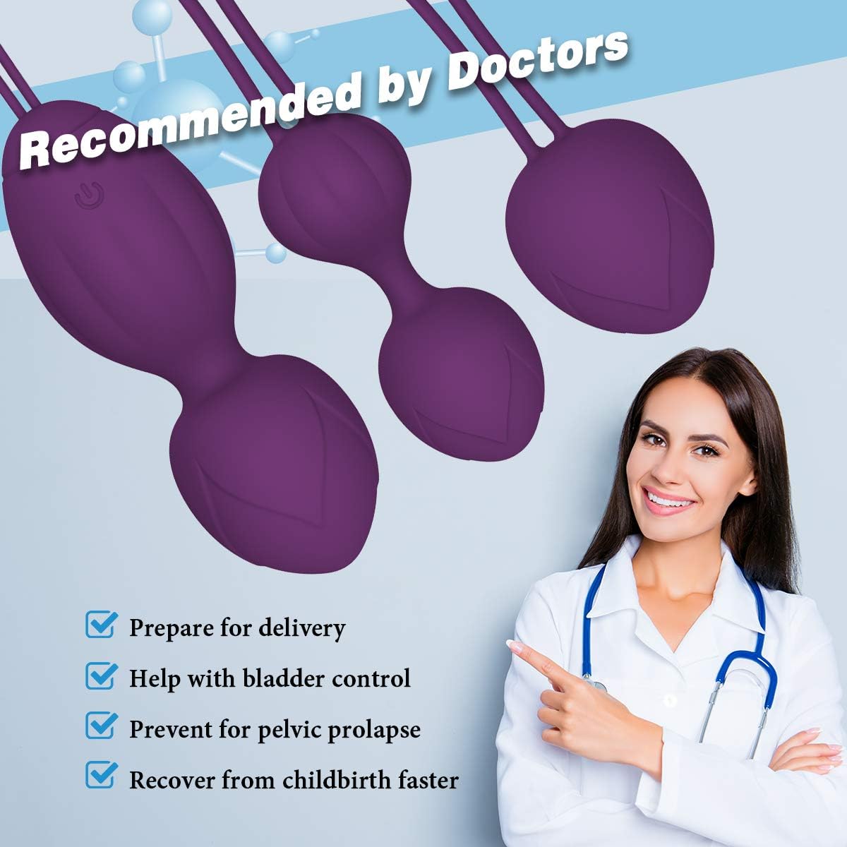Kegel Balls for Tightening, Ben Wa Balls for Women Pelvic Floor Strengthening Device and Bladder Control Exerciser (Purple, 3 Balls): Health & Personal Care