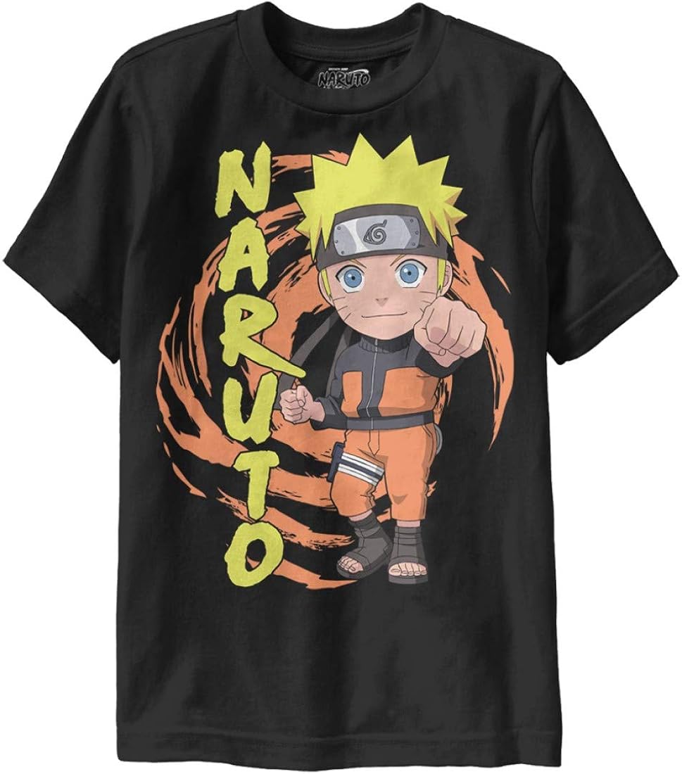 Ripple Junction Naruto Shippuden Youth Naruto Chibi Fist Heavy Weight 100% Cotton Crew T-Shirt: Clothing