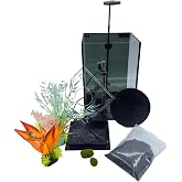 360&deg; Rotating mini Desktop Aquarium with Filter and LED Light - 2.85 Gallon Small Goldfish Tank, Glass Nano Aquarium with Artificial Plant Decoration