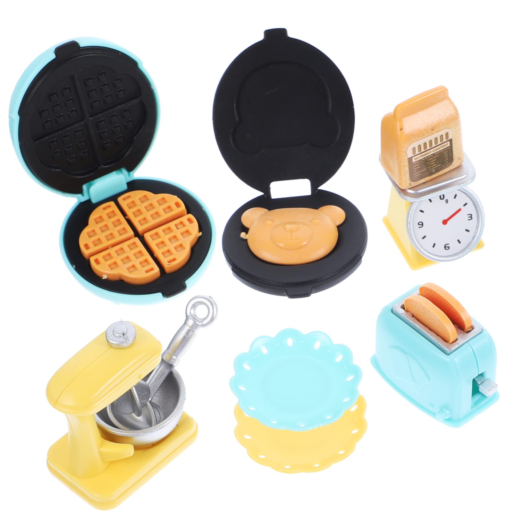 Vaguelly 1 Set Dollhouse Cooker Miniature Waffle Maker Dollhouse Kitchen Appliances Cooking Playset Life Play Kitchen Accessories Mini Blender Model Scene Furniture Mini Scale Plastic