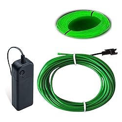 MaxLax EL Wire Green, 9.8ft/3m Portable Battery