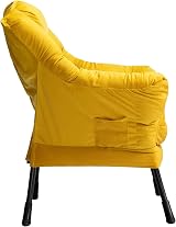 HollyHOME Velvet Armchair Yellow with Steel Frame 95x80x64cm view 8