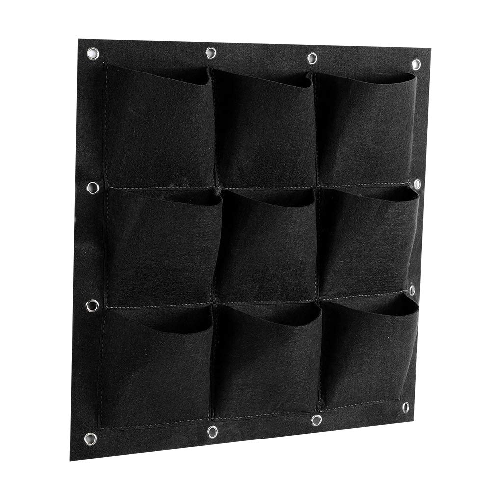 Atyhao Hanging Planter Bags, 9 Pocket Vertical Greening Hanging Wall Garden Grow Plant Bags Planter(black)