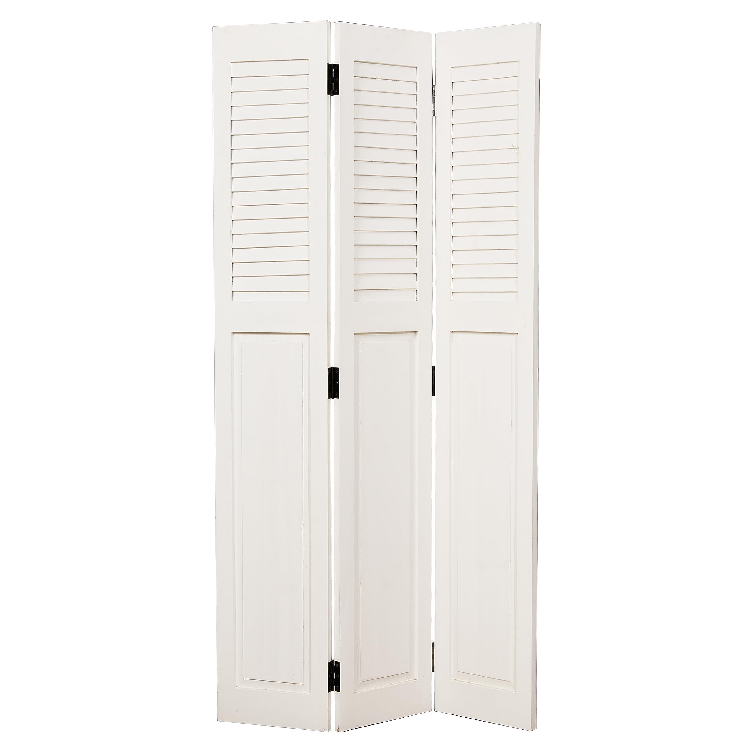 Photo 1 of **SCRATCHES PSEEN IN PHOTO**Wooden 3 Panel Room Dividers, 4.5 Ft Tall White Divider for Room Separation, Narrow Freestanding Louvered Privacy Screen, Folding Screen for Home, Office, Bedroom