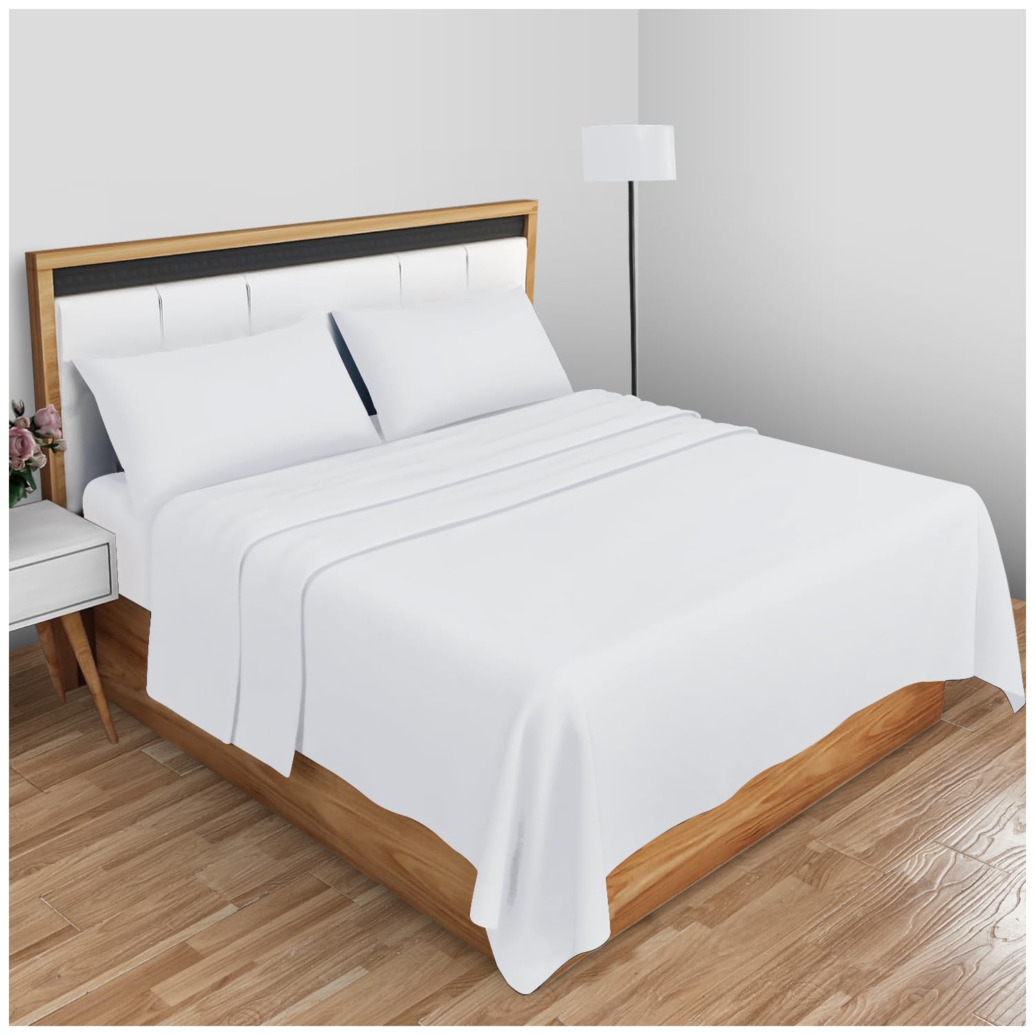 GC GAVENO CAVAILIA Super Soft Plain Dyed Diamond Flat Sheet [ Double - White ]