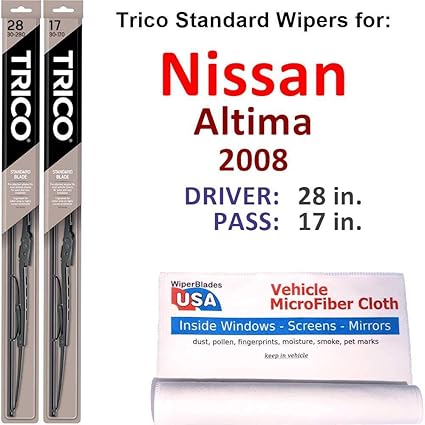 Amazon Com Wiper Blades Set For 2008 Nissan Altima Driver Pass Trico Steel Wipers Set Of 2 Bundled With Microfiber Interior Car Cloth Automotive