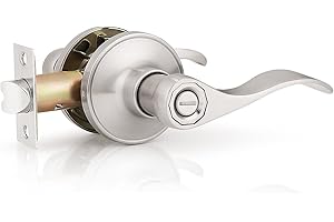 Probrico (1 Pack)Privacy Door Lever[Thumb Turn Lock on The Inside],Locking Door Handle Set for Bedroom & Bathroom Doors,Keyle