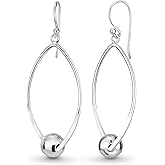 Stunning Suspended Ball of .925 Sterling Silver Dangle Earrings