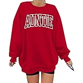 LOTUCY Womens Aunt Sweatshirt Cool Aunt Crewneck Sweatshirt Auntie Letter Print Long Sleeve Pullover Top