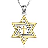 URONE Star Of David Necklace 925 Sterling Silver Star Of David Pendant Jewish Star Necklace David Star Jewelry Gifts For Men Women