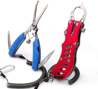 Amazon 1フィッシュグリップ フィッシュプライヤー 防錆素材 落下防止ロープ 釣り具 コンパクト 魚掴み器 フィッシュキャッチャー専用袋 Omenluck フィッシュグリップ 魚つかみ