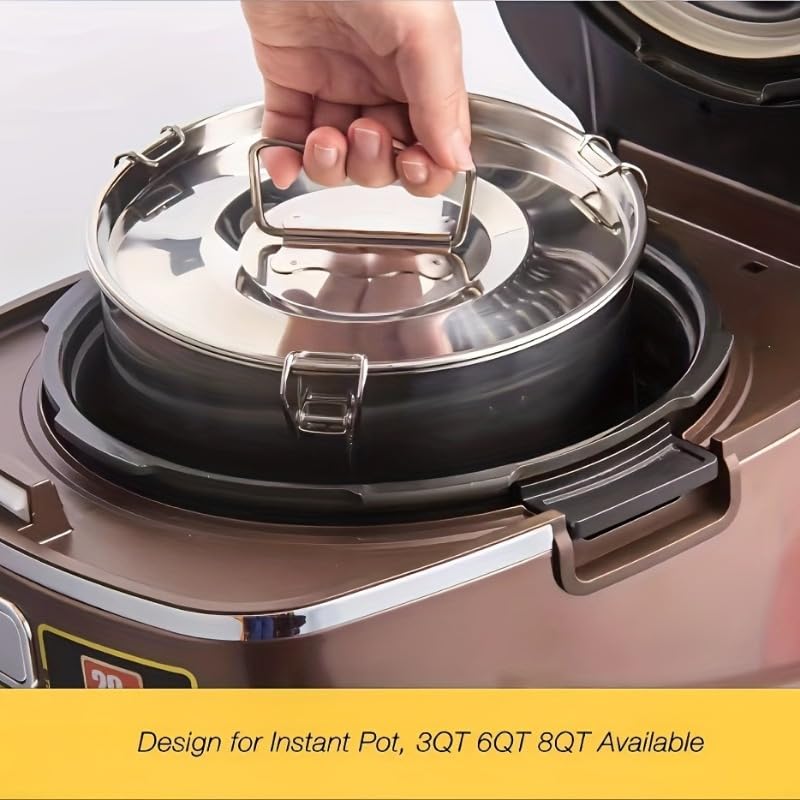 Stainless Steel Flan Mold, 63 Oz Flanera Baking Pan for Instant Pot 3 6 8 QT Flan Mold with Lid Silver Flanera Mold for Baking Oven Safe