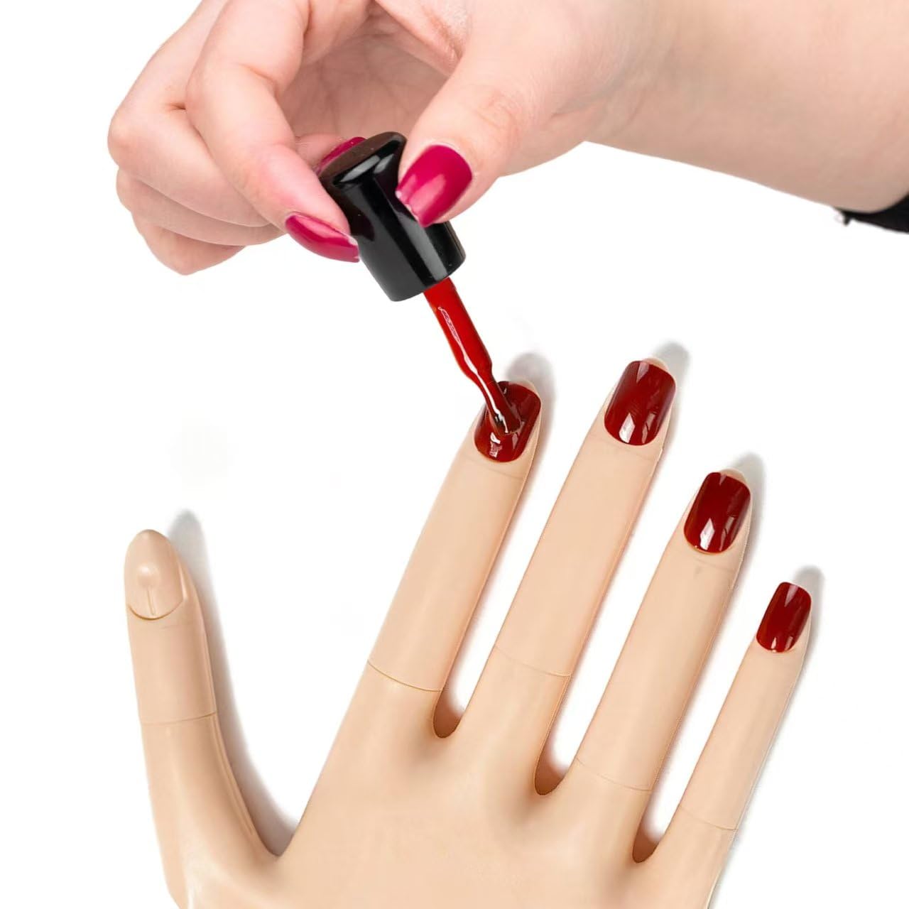 Practice Hand for Acrylic Nails - Detachable Fingers Silicone Nail Practice Hand - Flexible Nail Hand Practice Model for Manicure Nail Art