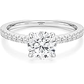 EAMTI 925 Sterling Silver 1.2 CT Round Solitaire Cubic Zirconia Engagement Ring Halo Promise Ring Size 3-13
