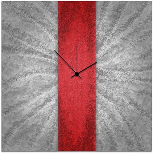Metal Art Studio Red Stripe Clock Large Contemporary Decor