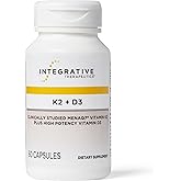 Integrative Therapeutics K2 + D3 Supplement, 60 Count | Heart Health and Bone Strength*, Daily Vitamins for Calcium Absorption, Supports Vitality, Gluten-Free, Third-Party Tested