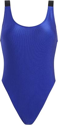 Costume da Bagno Donna Scoop Back One Piece Scollatura sulla Schiena, Blu (Midnight Lagoon), M