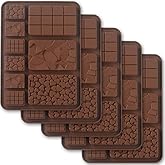 Cozihom Break Apart Silicone Chocolate Molds, Chocolate Bar Molds, Homemade Protein and Energy Bar Molds, 5 Packs