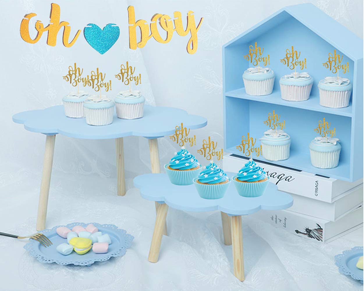 More Affordable Jevenis Set Of 25 Glittery Oh Boy Cupcake Topper Oh Boy Banner Oh Boy Party Decoration For Birthday Baby Shower Party Decorations Jevenis Famous Brand Loumarronie Com