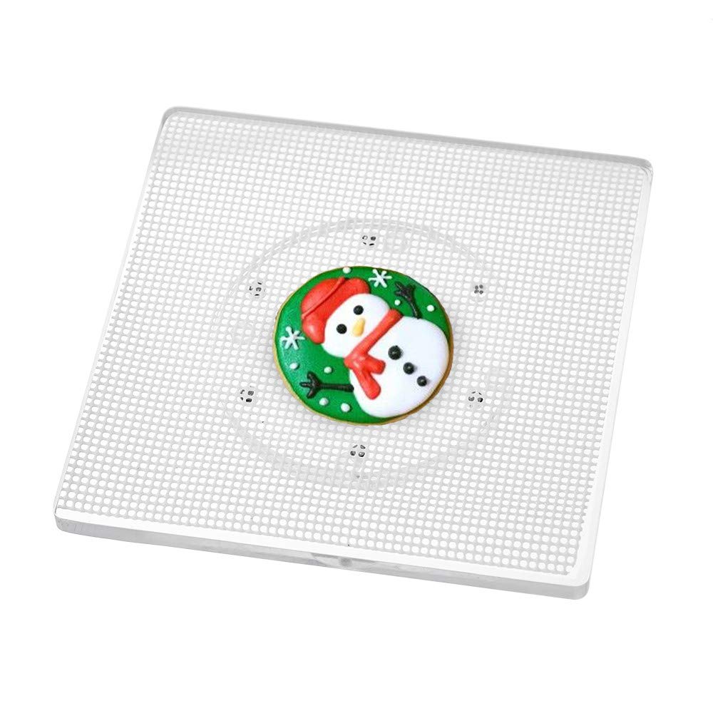 NEWBI CY craft Cookie Decorating Turntable with Anti-Slip Silicone Mat,Cup Cake Sugar Icing Cookie Decorating Supplies Tools,Clear Acrylic Small Lazy Susan Turn Table,6.3 x 6.3 Inch,Square,Pack of 1