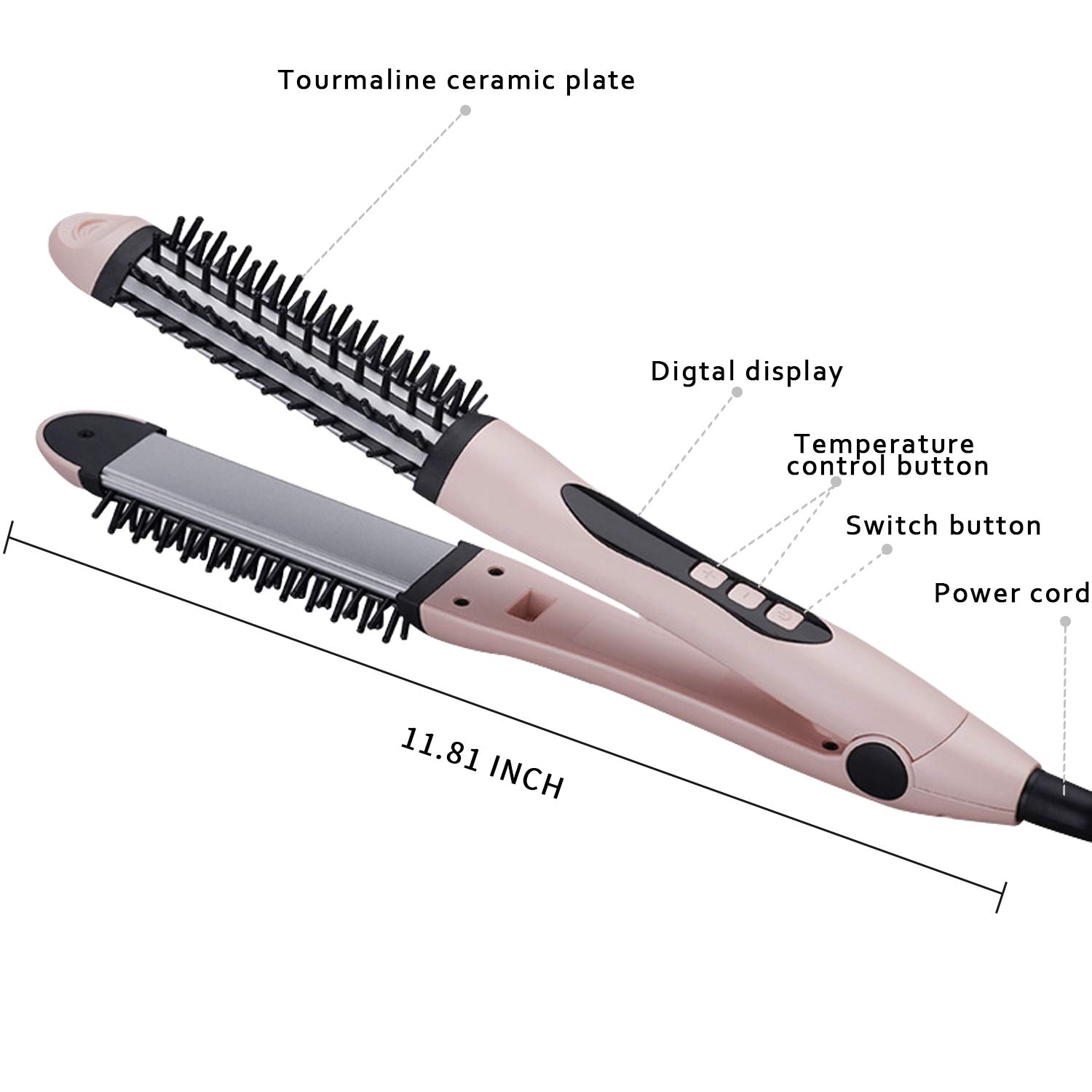 Lpinye 3 In 1 Smart Dual Voltage Hair Straightenerhair Curlerhair Curling Brush For Hairstyle Professional Salon Model Led Digital Display