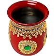 Decorative Kalash Lota Handpainted Steel Kalash Indian Traditional Festival Decoration Wedding Decor Gift Pooja Item Home Temple Puja Ritual Housewarming Stainless Steel Lota (Size:-4")