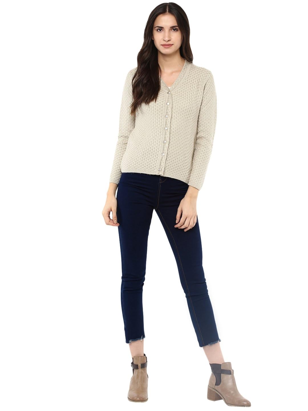 cayman women beige patterned cardigan