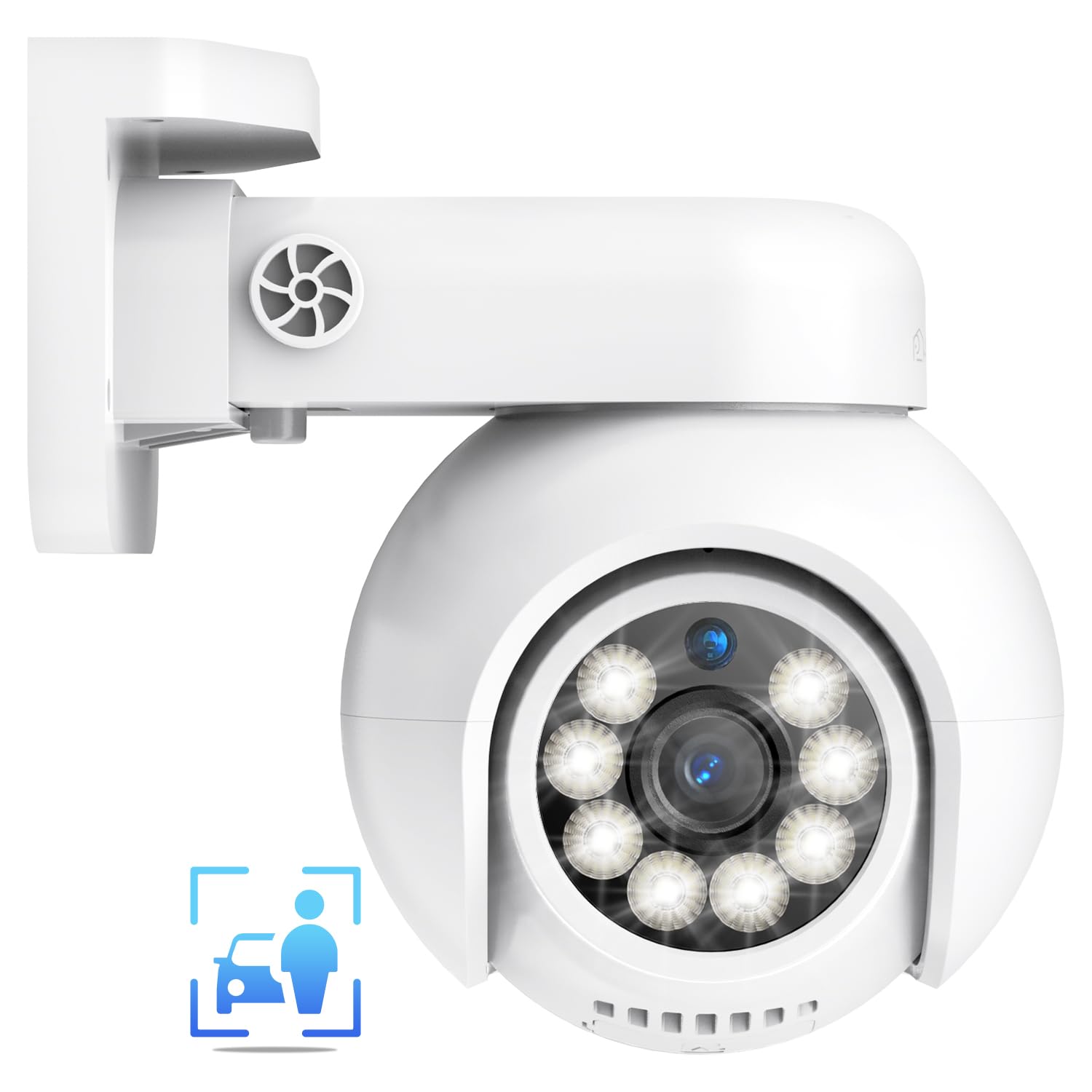 SANNCE 4K PoE Security Camera Outdoor, CCTV IP Camera 8MP, Add-on Camera, 350° Pan 90° Tilt Surveillance PT Camera, Human Vehicle Detection, Two-Way Audio, Auto Tracking, Colour Night Vision