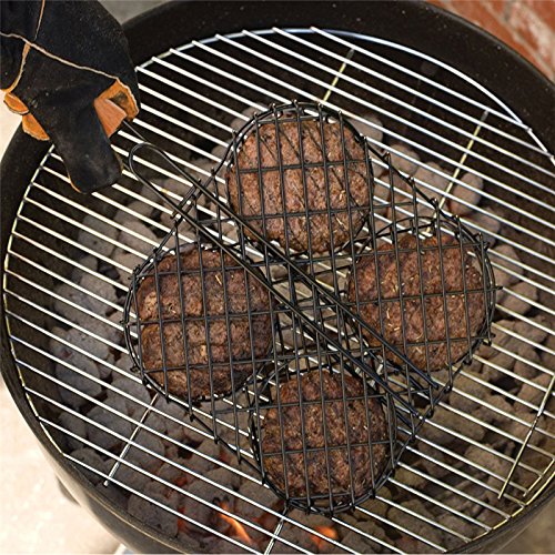 Outdoor Nonstick Hamburgers Grill Basket Patty Press Mini