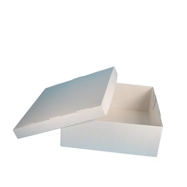 50 Tortenkartons Kuchenkartons Konditorkartons Tortenschachteln weiß 2-geteilt Wellkarton extrastark 32x32x12cm