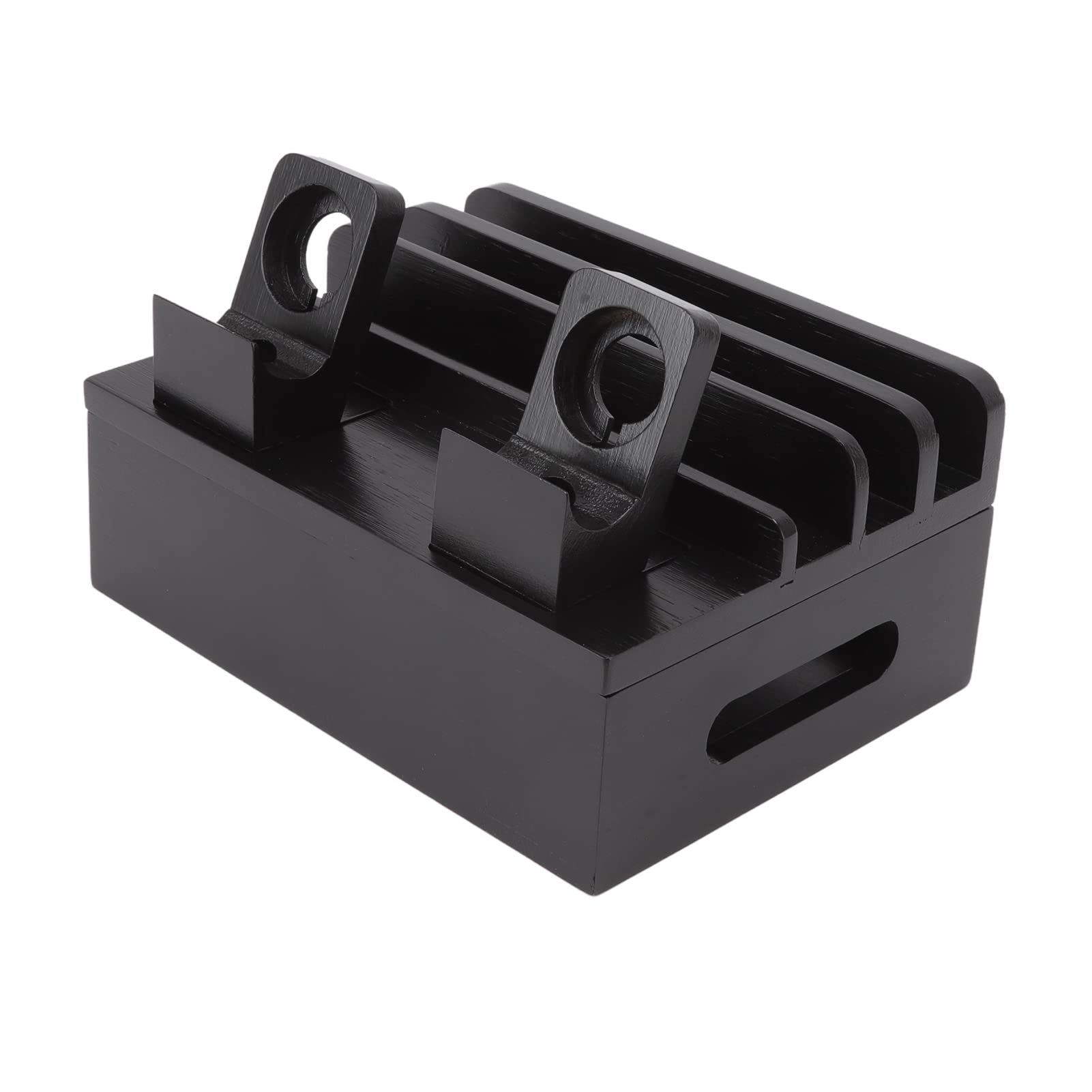 ASHATA Charging Station, Wood Charging Station for Multiple Devices with 5 Ports, USB Charger Docking Station for Cell Phone Tablets Watches Electronics (Black)