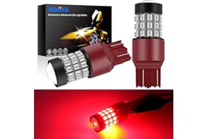 WINETIS 7440 7443 LED Strobe Brake Lights Bulbs, Pure Red Flashing W21W T20 Wedge 7440LL 7443LL 7443-SRCK, 7443-CK 7440ST W21W 12V Stop Lights 2835 SMD with Projector for Cars, Trucks, Pack of 2